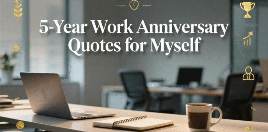 Celebrating my 5-year work anniversary with inspiring quotes about career growth, dedication, and achievements.