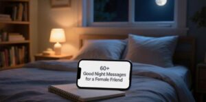 Collection of 60+ sweet, funny, and heart-touching good night messages for a female friend to share care and positivity.