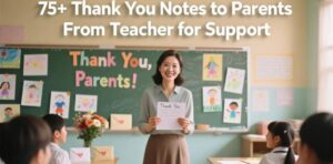 A collection of 75+ heartfelt thank you notes to parents from teachers, appreciating their support, guidance, and encouragement in education.