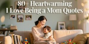 Heartwarming image with quotes about loving motherhood.