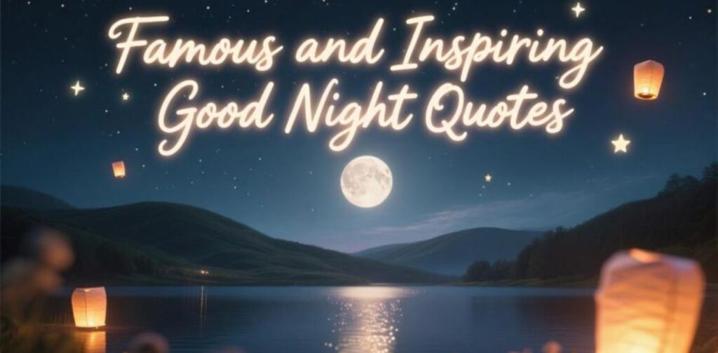 Collection of famous and inspiring good night quotes to share peaceful and motivational bedtime wishes.