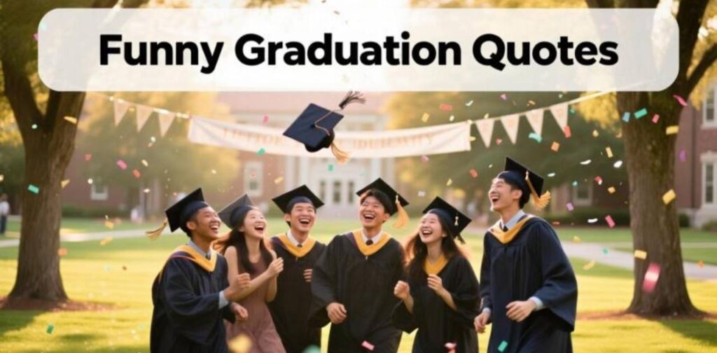 Collection of funny graduation quotes to celebrate with humor.