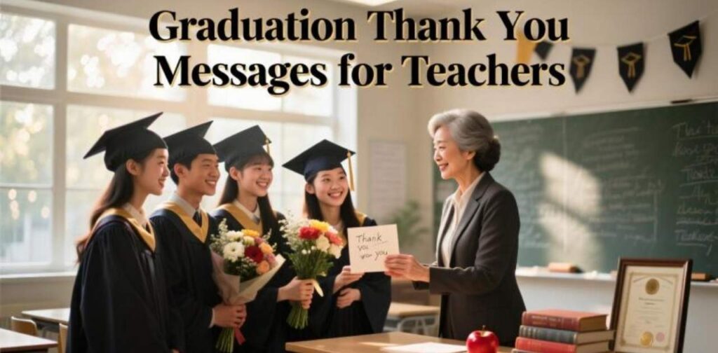 Heartfelt graduation thank you messages for teachers expressing gratitude and appreciation for their guidance and support.