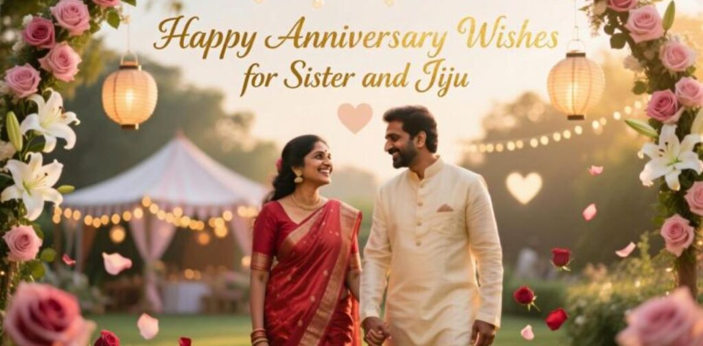 Happy anniversary wishes for sister and jiju filled with love, joy, and heartfelt blessings on their special day.
