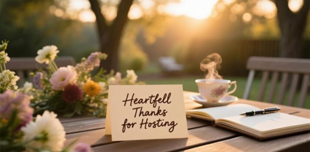 Heartfelt thank you messages for hosting with warmth, kindness, and gracious hospitality.