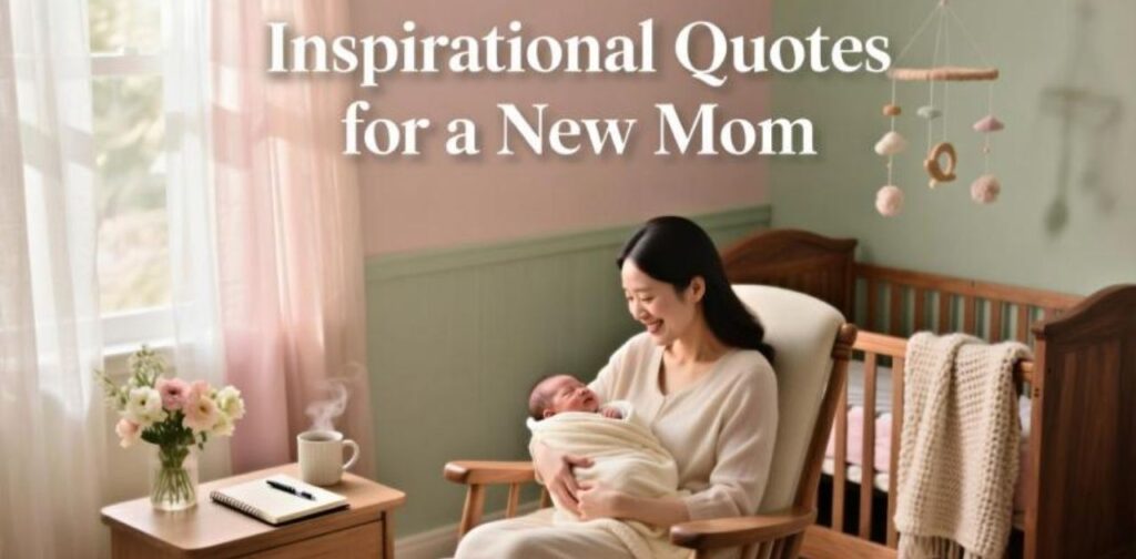 Inspirational quotes offering motivation and encouragement for new moms adjusting to motherhood.