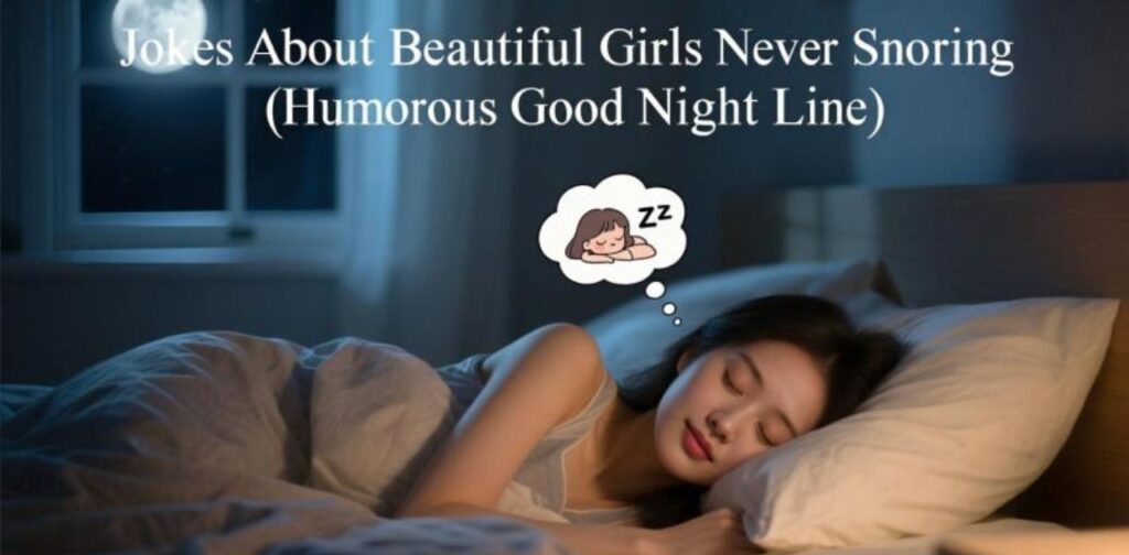 Funny good night joke about beautiful girls never snoring, a humorous bedtime line to share with friends.