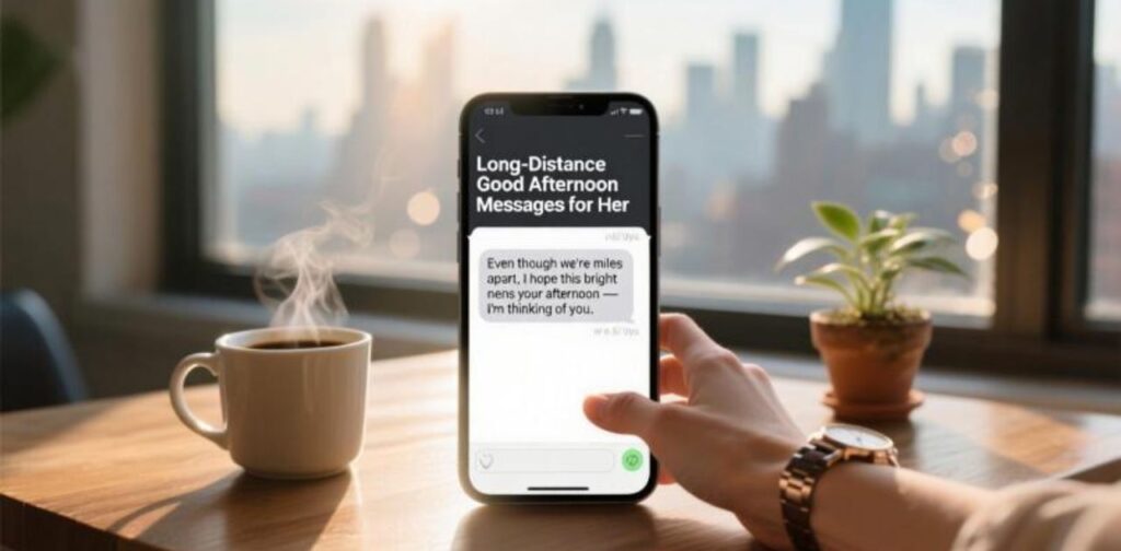 Heartfelt long-distance good afternoon messages for her to express love, care, and affection across miles.