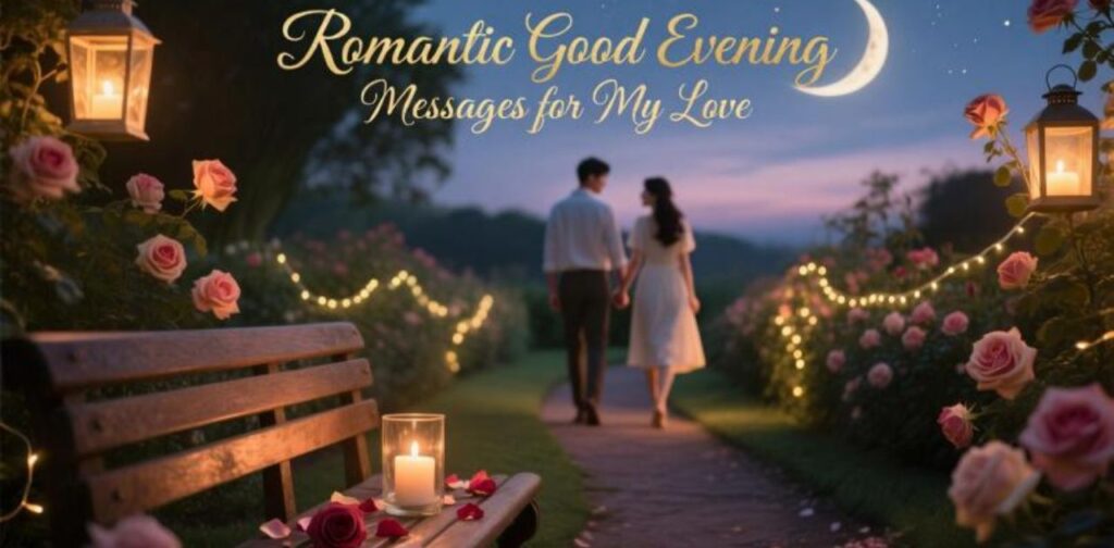 Romantic good evening messages for my love to express affection, warmth, and heartfelt wishes at sunset.