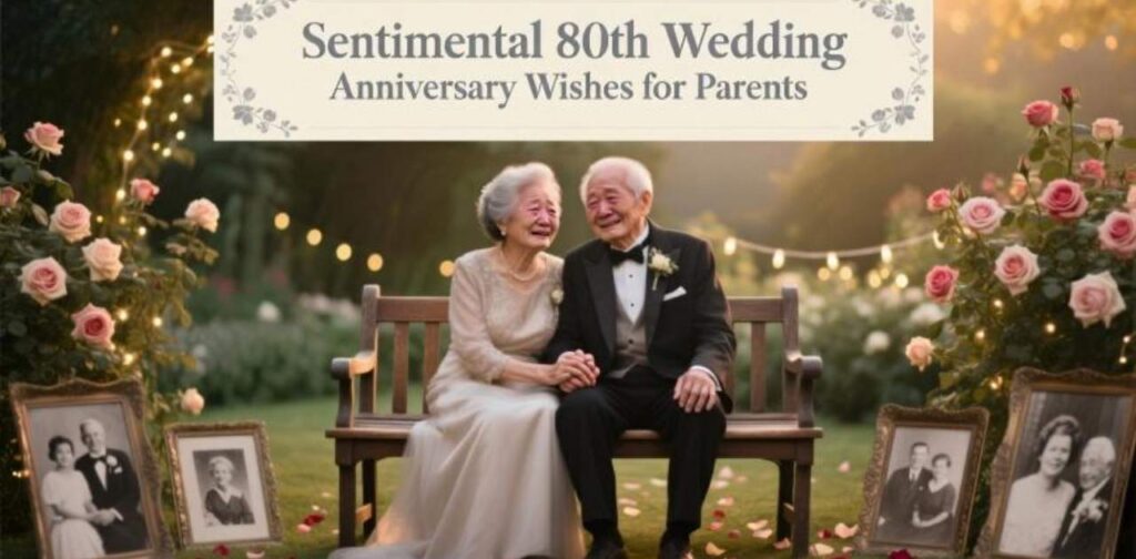 Sentimental 80th wedding anniversary wishes for parents to celebrate their lifelong love and commitment.