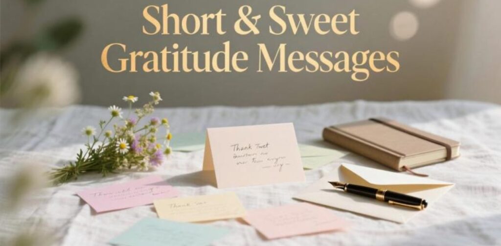 Short and sweet gratitude messages to express heartfelt thanks in simple and meaningful words.