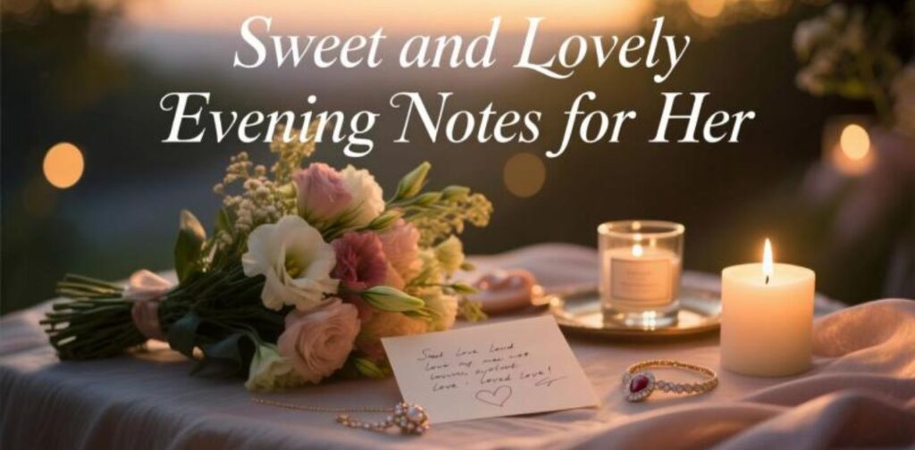 Sweet and romantic good evening notes for her to make her smile and feel special at night.