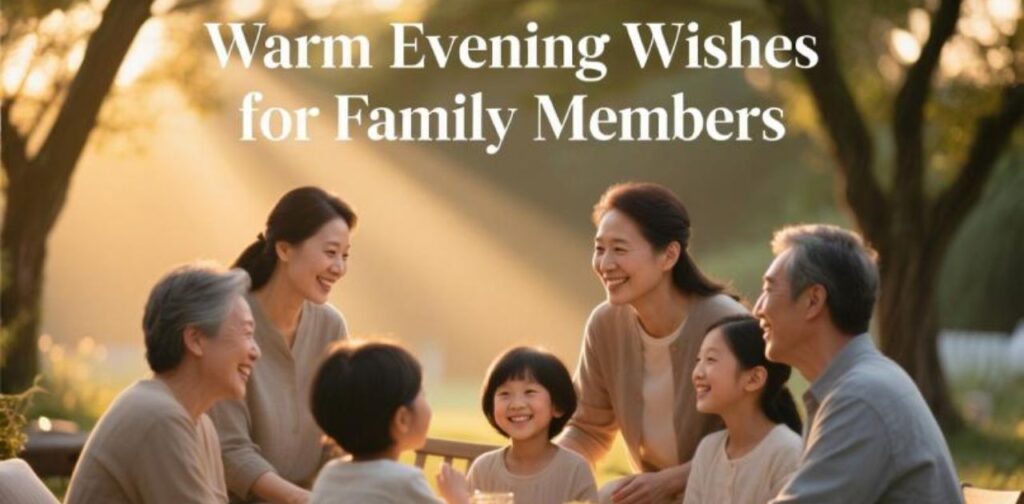 Heart-touching good evening wishes for family members to share love, positivity, and bonding at the end of the day.