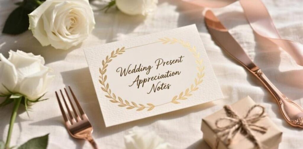 Expressing gratitude for wedding gifts with appreciation notes.